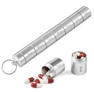 Aluminum Alloy Portable Weekly Pill Organizer Pill Case with 7 Compartments