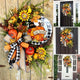 Farmhouse Buffalo Lattice Pumpkin and Sunflower Wreath